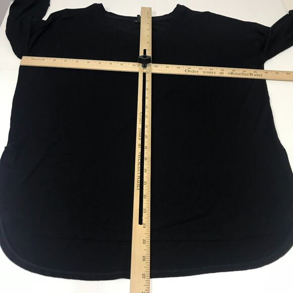 Club Monaco Top Womens Medium Black Scoop Neck 3/4 Sleeve Pullover Stretch - Picture 9 of 11